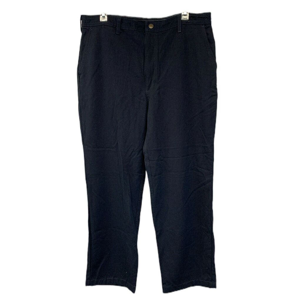 Mens FR Flame Resistant Work Pants Size 38x30 Wool Blend Navy/Black